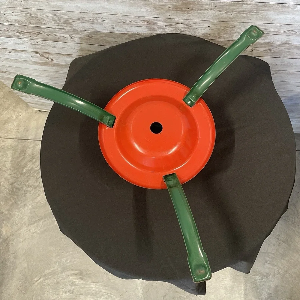 Vintage Metal 3-Leg Christmas Tree Stand Red & Green with‎ 3 Screw in Anchors